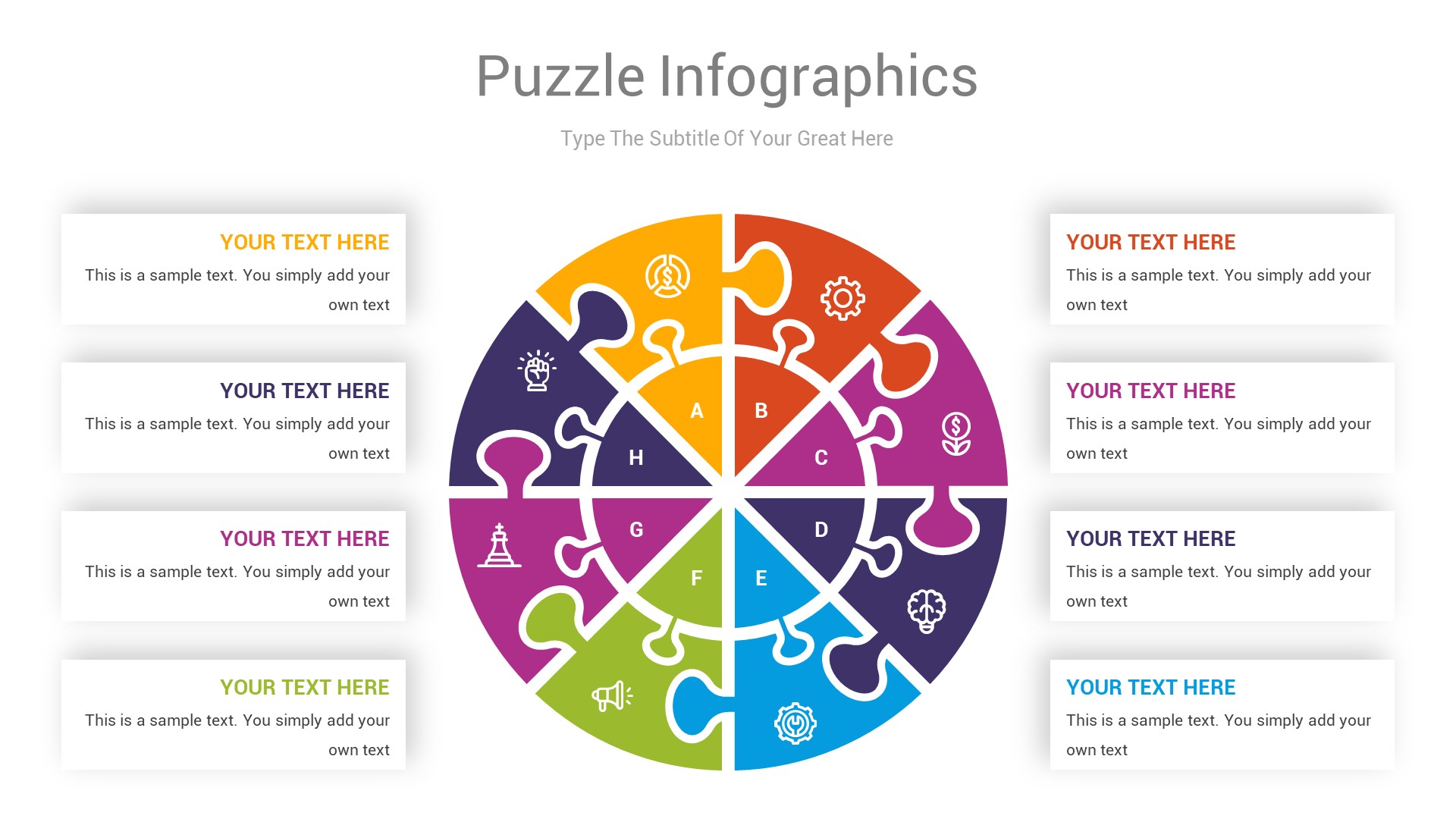 Puzzle Infographics Google Slides Template Diagrams by SOOZ_ART